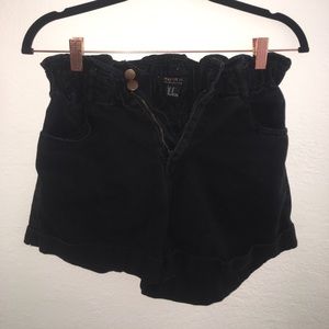 Forever 21 Black Paperbag Denim Shorts